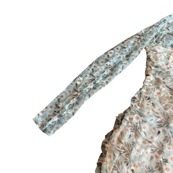 Selfie Leslie First Class Long Sleeve Ruched Mesh Dress Floral Mini Medium NWT - Picture 5 of 13